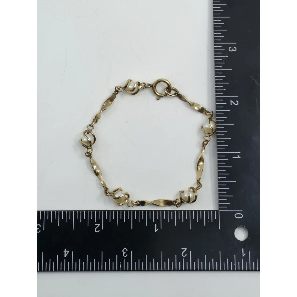 Vintage Van Dell 1/20 12K GF Gold Filled Twisted Link Caged Pearl Bracelet